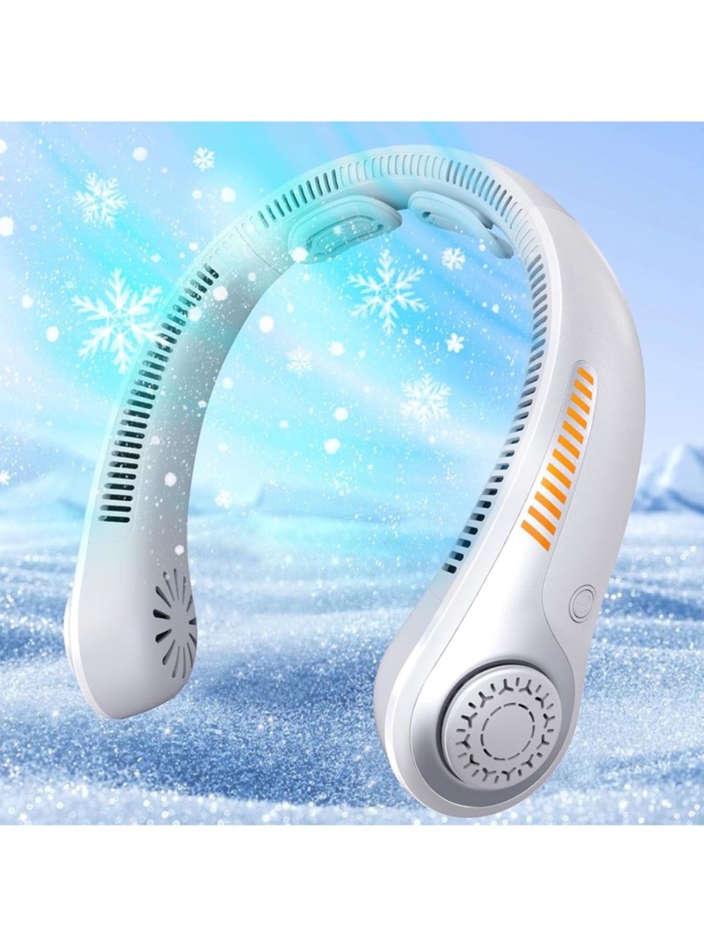 Rechargeable portable neck fan with neck support 5 speed quiet lightweight
